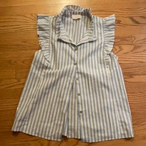 Sezane Blue Striped Sleeveless Top